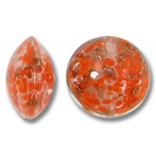 1 Murano Glass Sommerso 14mm Lentil Bead Pumpkin & Ginger