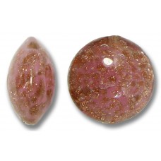 1 Murano Glass Sommerso Lentil Bead Rose & Ginger