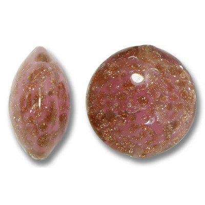 1 Murano Glass Sommerso Lentil Bead Rose & Ginger