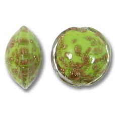1 Murano Glass Sommerso Lentil Bead Limegrass & Ginger