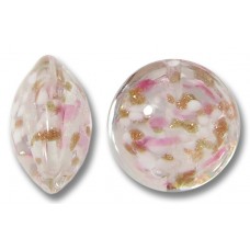 1 Murano Glass Sommerso Lentil Bead Rose Blush & Ginger