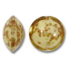 1 Murano Glass Sommerso Lentil Bead Butterscotch & Ginger