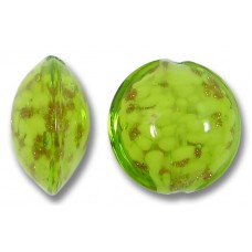 1 Murano Glass Sommerso Lentil Bead Lime & Ginger