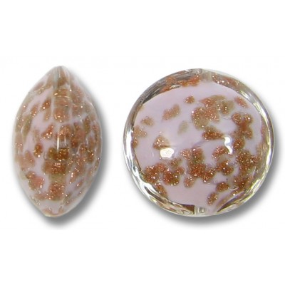 1 Murano Glass Sommerso Lentil Bead Delicate Rose & Ginger