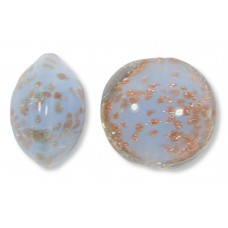 1 Murano Glass Sommerso Lentil Bead Marie Antoinette Blue & Ginger