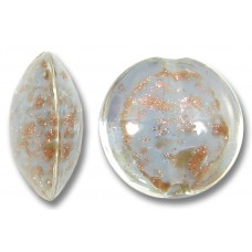 1 Murano Glass Sommerso Lentil Bead Marie Antoinette Blue & Ginger