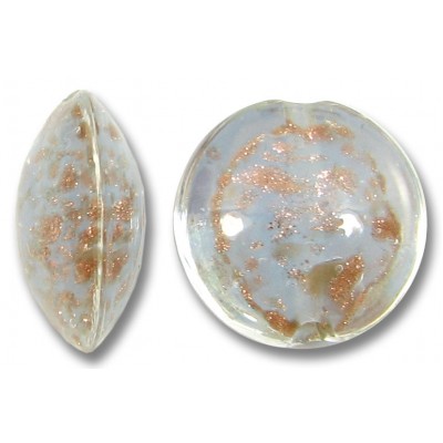 1 Murano Glass Sommerso Lentil Bead Marie Antoinette Blue & Ginger