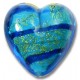 1 Murano Glass Goldfoiled Turquoise Velvet Sapphire 20mm Heart