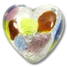 1 Murano Glass Springtime Multi Coloured Silver Foiled 18mm Heart 