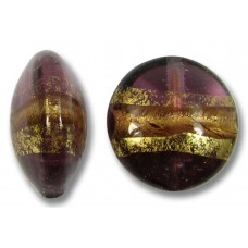 1 Murano Glass Amethyst Gold Foiled Band 14mm Lentil