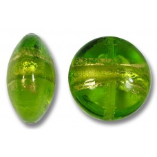 1 Murano Glass Erba Green Gold Foiled Band 14mm Lentil