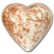 1 Murano Glass White Core Sommerso Aventurine Flecked Heart 26mm.