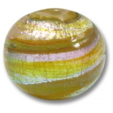 1 Murano Glass Multicolour Silverfoil over White Core Round 18mm Bead
