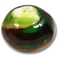 1 Murano Glass Multicolour Silverfoil over White Core Round 18mm Bead