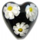 1 Murano Glass Black White Yellow Millefiore 20mm Heart