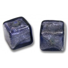 2 Murano Glass White Gold Foiled Purple Velvet 8mm Cube Beads 2 Murano Glass White Gold Foiled Purple Velvet 8mm Cube Beads