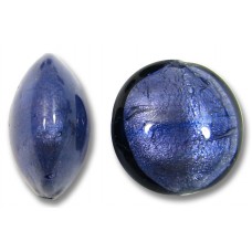 1 Murano Glass White Gold Foiled Purple Velvet 10mm Lentil