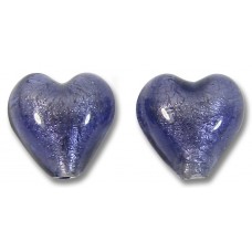 2 Murano Glass White Gold Foiled Purple Velvet 10mm Heart Beads 2 Murano Glass White Gold Foiled Purple Velvet 10mm Heart Beads