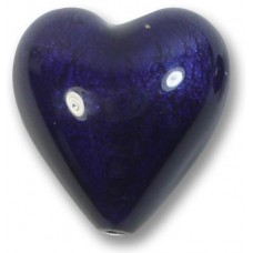 1 Murano Glass White Gold Foiled Purple Velvet 20mm Heart