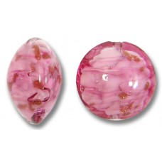 1 Murano Glass Sommerso 14mm Lentil Bead English Rose