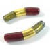 1 Murano Glass Curved Goldfoiled 40mm Macaroni Bead Bicolour Ruby and Black Diamond