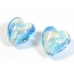2 Murano Glass Aquamarine/ Periwinkle 14mm White Goldfoiled Hearts