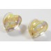 2 Murano Glass Violet/ Amethyst 14mm Goldfoiled Hearts