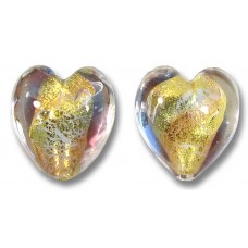 2 Murano Glass Violet/ Amethyst 14mm Goldfoiled Hearts