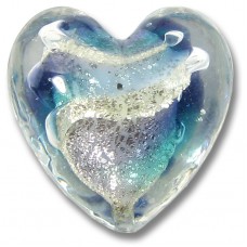 1 Murano Glass Purple Velvet/ Verde 20mm White Goldfoiled Heart