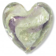1 Murano Glass Purple/ Black Diamond 20mm White Goldfoiled Heart