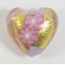 1 Murano Glass Latticino Millefiore 20mm Heart Rose 24kt Gold Foiled