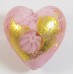 1 Murano Glass Latticino Millefiore 20mm Heart Rose 24kt Gold Foiled