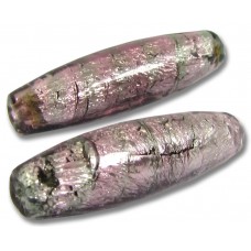 1 Murano Glass Silver Foiled 40mm Olive Bead 1 Murano Glass Silver Foiled 40mm Olive Bead