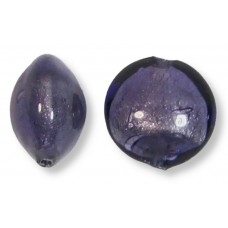 1 Murano Glass White Gold Foiled Purple Velvet 10mm Lentil 1 Murano Glass White Gold Foiled Purple Velvet 10mm Lentil