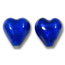 2 Murano Glass White Goldfoil Cobalt 10mm Heart Beads 2 Murano Glass White Goldfoil Cobalt 10mm Heart Beads