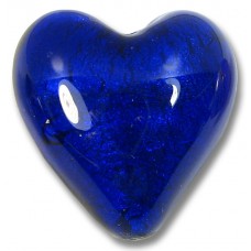 1 Murano Glass White Goldfoil Cobalt 20mm Heart Bead
