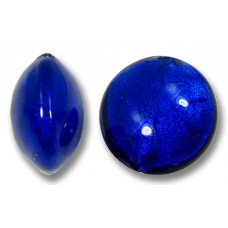 1 Murano Glass Cobalt White Goldfoil 14mm Lentil