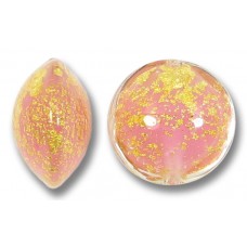 1 Murano Glass Crackle Goldfoil Alabaster Rose 14mm Lentil