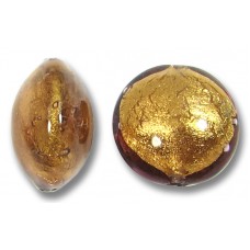 1 Murano Glass Chocolate Amethyst Goldfoil 14mm Lentil