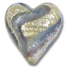 1 Murano Glass Purple Velvet/ Periwinkle Blue 20mm White Goldfoiled Heart