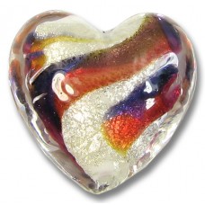 1 Murano Glass Purple Velvet/ Ruby 20mm Goldfoiled Heart