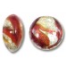 1 Murano Glass Purple Velvet/ Ruby 14mm White Goldfoiled Lentil
