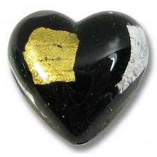 1 Murano Glass Midnight Treasure 18mm Heart