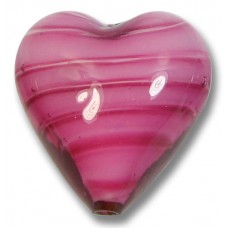 1 Murano Glass 20mm Heart Rosa White Core 