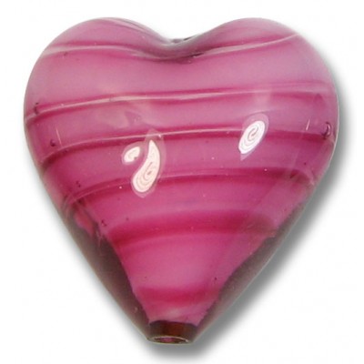 1 Murano Glass 20mm Heart Rosa White Core 