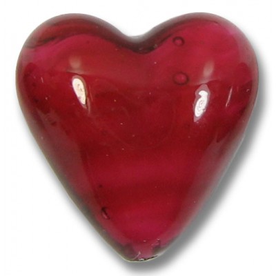 Murano Glass 20mm Heart - Raspberry White Core 