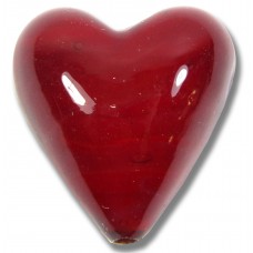 Murano Glass Ruby Red White Core 20mm Heart