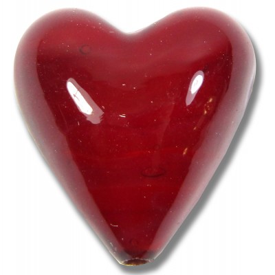 Murano Glass Ruby Red White Core 20mm Heart
