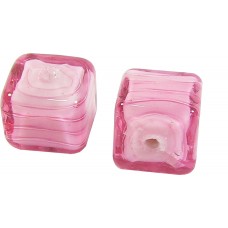 2 Murano Glass Rosa White Core 8mm Cube Beads