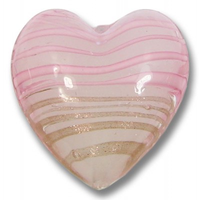 1 Murano Glass White with Rose and Aventurine Filigrana 20mm Heart